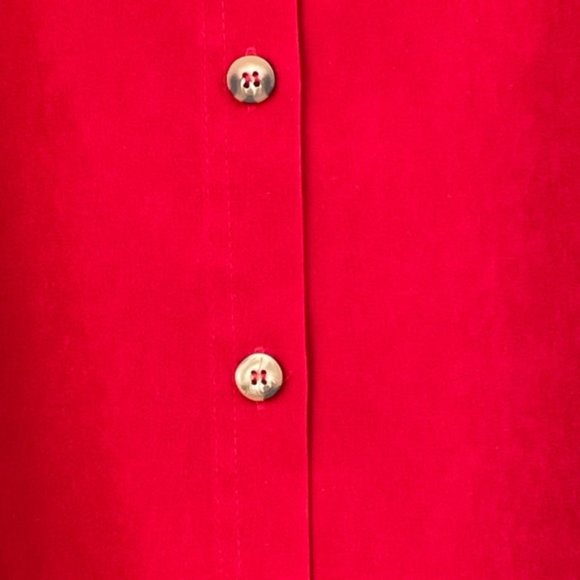 Smooth Lipstick Red Long Sleeve Oversize Button-Up Shirt Jacket Size 2X - Picture 6 of 12